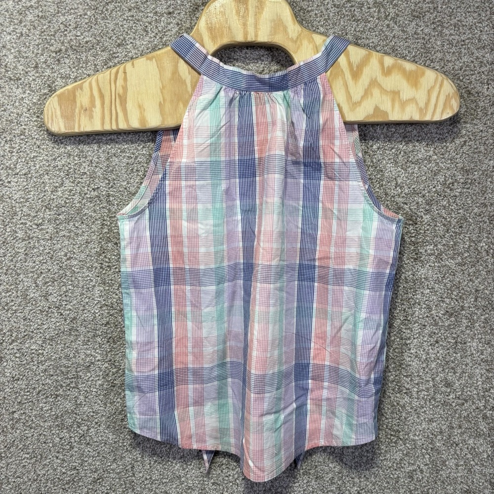 J.Crew Tank Top Womens Small Multicolor Plaid Halter Tie Back Cotton BY431
